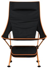 Cadeiras campismo dobráveis 2 pcs tecido oxford/alumínio preto