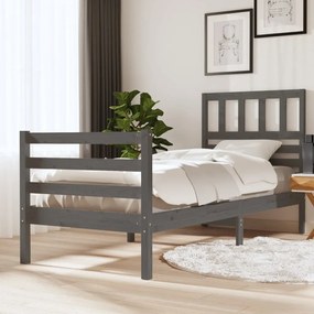 Estrutura cama de solteiro 90x200 cm madeira maciça cinza