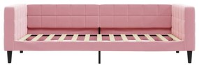 Sofá-cama com colchão 100x200 cm veludo rosa