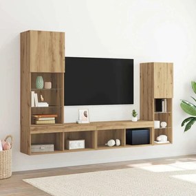 Armário para TV vidaXL com Luzes LED Carvalho Artesanal 40.5x30x102 cm