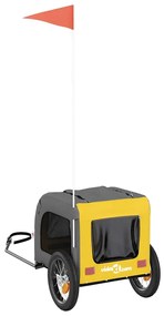 Reboque bicicleta p/ animais tecido oxford/ferro amarelo/cinza