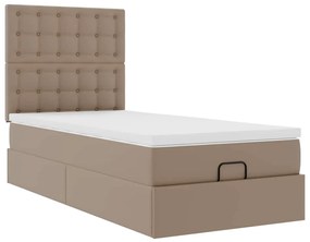 Cama otomana com colchão 80x200 cm couro artificial cappucino