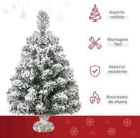 HOMCOM Árvore de Natal Artificial 60cm com 67 Ramos Ignífugos e Base d