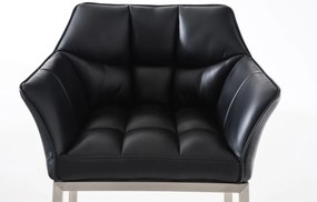 Banco de bar Damaso em couro sintético e com estrutura prateada 64 x 110 x 48 cm Preto