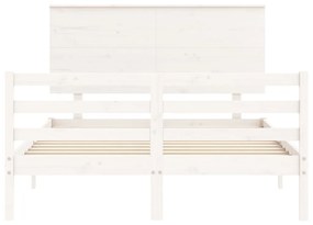 Estrutura de cama com cabeceira 140x200cm madeira maciça branco