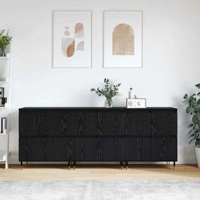 vidaXL Aparadores 3 pcs Carvalho preto 180 x 35 x 70 cm