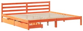 Cama sem colchão 200x200 cm pinho maciço castanho-mel