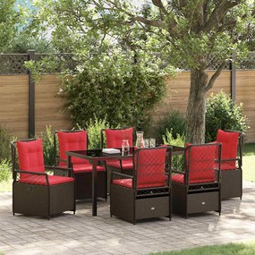 vidaXL Conjunto de Jantar de Jardim 7 Peças Castanho em Rattan Poliéster