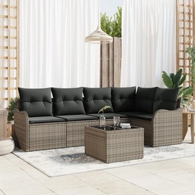 Conjunto de Sofá de Jardim vidaXL 5 Peças com Almofadas Preto Poliratt