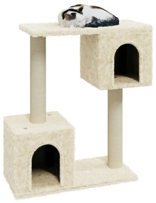 Árvore para gatos c/ postes arranhadores sisal 60 cm cor creme