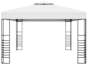 Gazebo de jardim 4x3x2,7 m aço revestido a pó branco