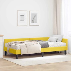 vidaXL Estrutura de Cama de Canto com Colchão 2 pcs Amarelo Veludo