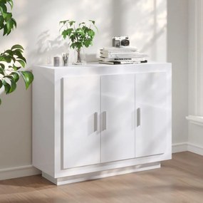 811841 vidaXL Aparador 92x35x75 cm madeira processada branco brilhante