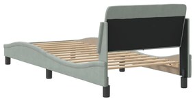 Estrutura de cama c/ cabeceira 90x190 cm veludo cinzento-claro