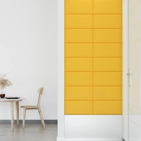 Painel de parede 12 pcs 60x30 cm veludo 2,16 m² amarelo