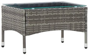 4 pcs conjunto lounge de jardim c/ almofadões vime PE cinzento