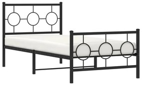 Estrutura de cama com cabeceira e pés 90x190 cm metal preto