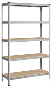 Estante SONGMICS de 5 níveis, estante de aço para armazenamento, montagem sem ferramentas, para garagem, galpão, capacidade de carga 875 kg, 60 x 120 x 200 cm, prata GLR060E01