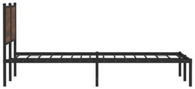 Estrutura de cama sem colchão 140x190cm metal carvalho castanho