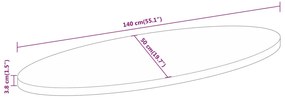 Tampo de mesa oval 140x50x3,8 cm madeira de mangueira maciça