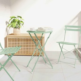 vidaXL Mesa de Jardim Dobrável Light Mint Ø50x71 cm Aço