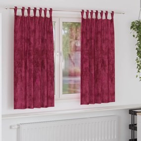 vidaXL Cortinas de Veludo 2 pcs com Abas Vermelho Vinho 175x140 cm