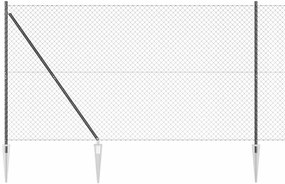 vidaXL Conjunto de Postes de Cerca Cinzeto 1.6 x 25 m Aço Galvanizado