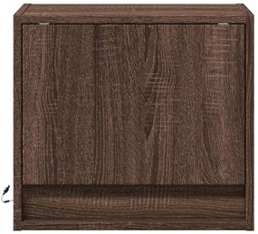 Mesa de cabeceira de parede com luzes LED carvalho castanho