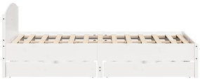 Cama sem colchão 160x200 cm madeira de pinho maciça branco