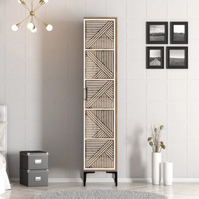Roupeiro Kumsal P – Nogueira e Branco – 40 cm x 47,5 cm x 201,4 cm