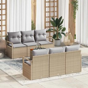 vidaXL Conjunto de Sofá para Jardim 7 pcs Bege, cinza claro Grande