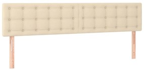 Cabeceira de cama c/ luzes LED tecido 180x5x78/88 cm cor creme