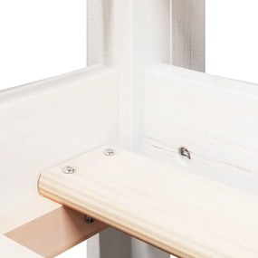 Cama alta c/ escada e telhado 80x200 cm pinho maciço branco