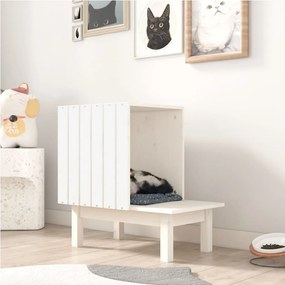 822453 vidaXL Ninho para gatos 60x36x60 cm pinho maciço branco