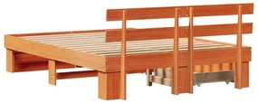 Estrutura da Cama com gaveta com cabeceira com armazenamento Castanho-