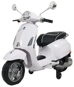 Vespa eletrica para crianças 12V ROMA, Rodas Espuma EVA, assento couro ecológico Branca
