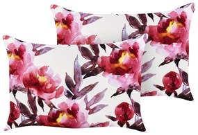 Conjunto 2 almofadas decorativas de jardim padrão floral branco e rosa 40 x 60 cm LANROSSO Beliani