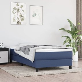 Estrutura de cama com molas 100x200 cm tecido azul