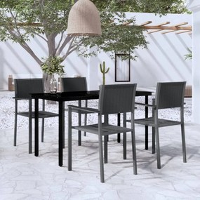 vidaXL 5 pcs Conjunto de jantar para jardim preto