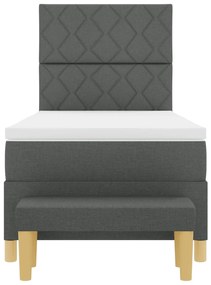 Cama com Box Spring com Colchão &amp; Banco Cinza Escuro 90x200 cm Tecido