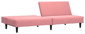 Sofá-cama de 2 lugares veludo rosa