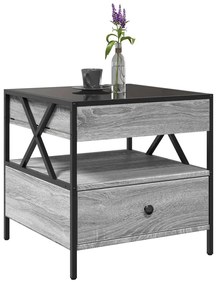 Mesa de centro luzes LED Infinity 50x50x51 cm cinzento sonoma