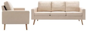 vidaXL 2 pcs conjunto de sofás tecido cor creme