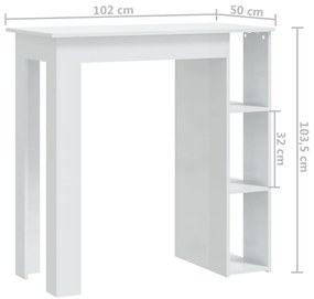 Mesa de bar + prateleiras derivados de madeira branco brilhante