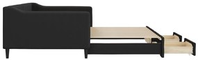 Sofá-cama com gavetão e gavetas 100x200 cm tecido preto
