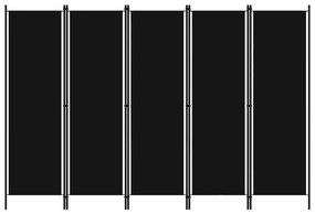Divisão de quarto com 5 painéis 250x180 cm preto