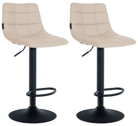 Conjunto de 2 bancos altos Jerry em couro sintético com estrutura preta 87-108,5 x 43 x 46,5 cm Creme