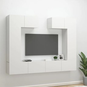 vidaXL 6 pcs conjunto móveis de TV madeira processada branco brilhante