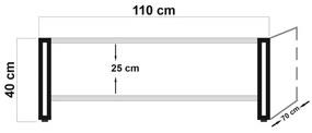 Mesa de Centro Cosmo – Pinho Atlântico Preto – 110x40x70 cm