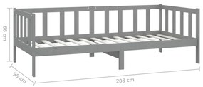 Sofá Cama Lena - Cor Cinzento - Em Madeira de Pinho Maciça - 203x98x66